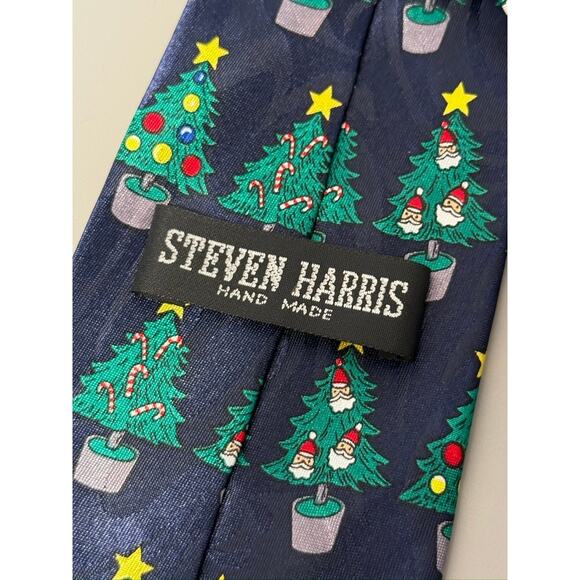 Steven Harris Hand Made Polyester Holiday Christmas Tree Novelty Tie - Picture 2 of 6